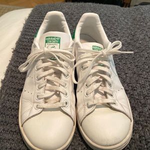 Stan Smith White and Green Sneakers, Size 6